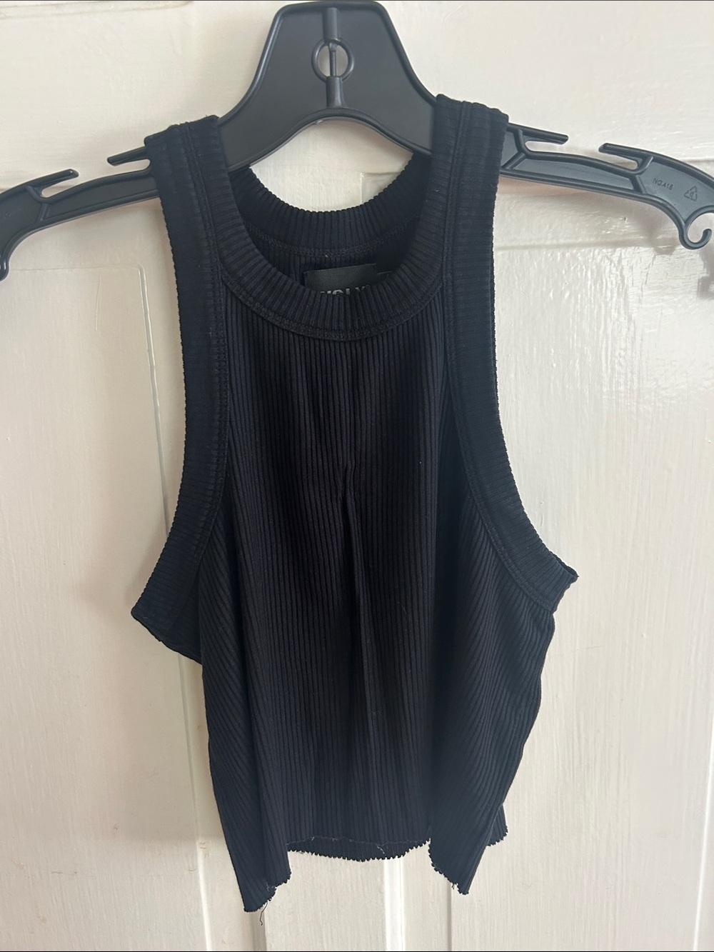 WSLY Black Ribbed High-Neck Racerback Tank